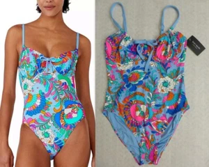 KATE SPADE New York Tie Front One Piece Underwired Swimsuit Spring Water Size M - Picture 1 of 12