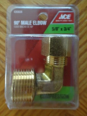 ACE Brass Compression Male Elbow 90° Fitting 5/8"  Tube Comp. x 3/4" MPT 4283636 - Image 1 of 4