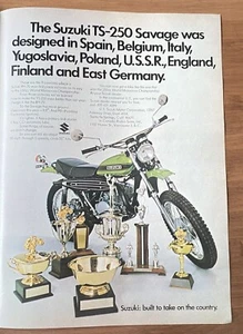Vintage Suzuki Poster Ad 70s Savage TS 250 Motorcycle Motocross Berlin Wall - Picture 1 of 1