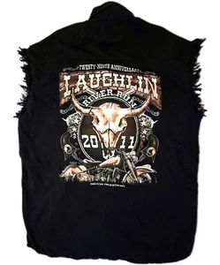 2011 Laughlin River Run Motociclista Club Chaleco Camisa 3XL Deshilachada Sin Mangas Negro - Imagen 1 de 7