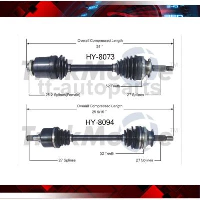 Front CV Axle Joint For Hyundai Santa Fe 4WD 2.4L 2006 2004 2003 2002 2001 - Image 1 of 3