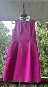 Elie Tahari Dress Sz 2 Sleeveless Fuchsia Pink And Gold trim Sheath Day Work - Picture 1 of 9