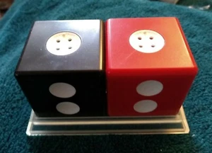 DICE SALT & PEPPER - SEASONING SET red/black/white on tray new Boxed See Pics - Picture 1 of 5