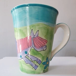 Pier Large Pink Purple Pony /Horse Themed Ceramic Mug 12cm tall Abstract Art - Picture 1 of 11