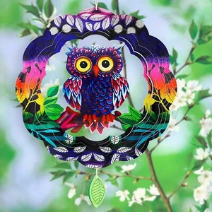 Wind Spinner Home Garden Decor Multicolor Owl Patio Yard Backyard Outdoor Art - Picture 1 of 6