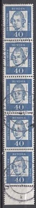 BRD 1961 Mi. Nr. 355 weißes Papier 5er Streifen Gestempelt TOP!!! (29991) - Bild 1 von 1