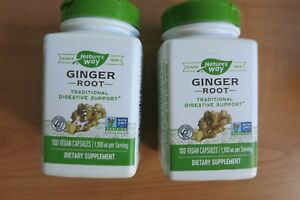 Set of Nature's Way Premium Herbal Ginger Root Digestive Support 1100mg 200Caps 
