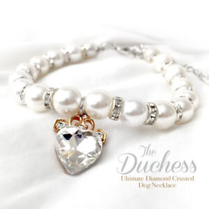 Quality Personalized Ivory Pearl Dog Necklace Elegant Crystal Heart Cat Necklace