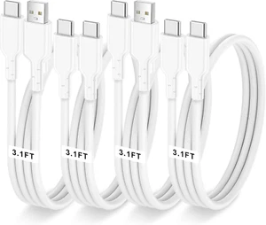 4 Pack Fast Charging Cables 60W (2 USB to USB C & 2 USB C to USB C), 3.1FT White - Picture 1 of 8