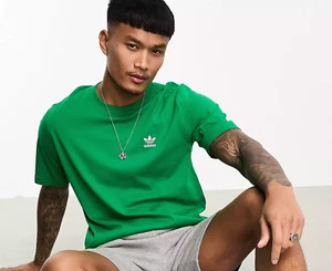 MAGLIETTA DA UOMO ADIDAS ORIGINALS ESSENTIALS TREFOIL NUOVA~TAGLIA LARGE IL2517 VERDE - Foto 1 di 3