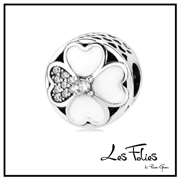 Charm Quadrifoglio petalo strass in argento 925 - Les Folies - Immagine 1 di 4