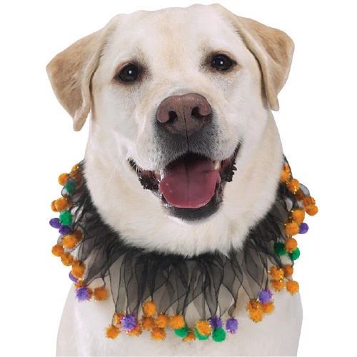 Aria Perro HALLOWEEN POM-POM Crujiente Cuello-Usar Volantes Brillante Tela Negra Foto 1 de 1