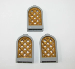 3 Lego Pirates of the Caribbean Black Pearl Light Bluish Gray Window w/Gold Pane - Picture 1 of 3
