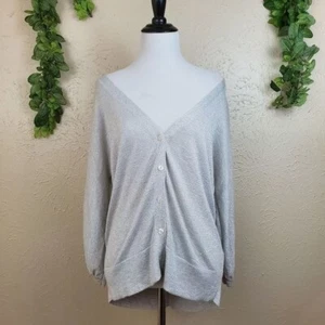 Gap Sparkly Silver Metallic Button Down V Neck Cardigan Medium Blouse Festival - Picture 1 of 7