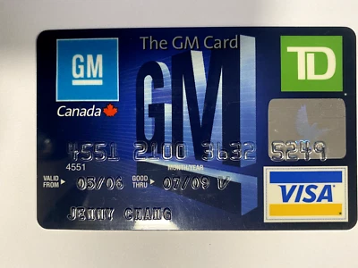 Tarjeta de crédito GM TD Visa Canadá calidad coleccionistas Foto 1 de 2