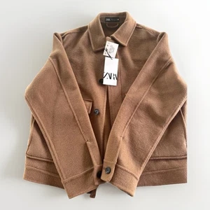 Chaqueta Blazer Zara Doble Cara Mezcla Lana Marrón Botón Minimalista Carrera Nueva con Etiquetas - Imagen 1 de 6