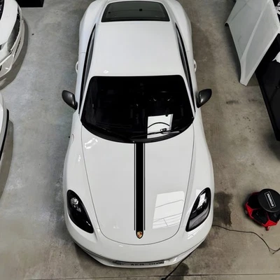 Calcomanía personalizada Porsche Cayman 2015-2025 718 981 982 delgada sólida triple raya capó Foto 1 de 4