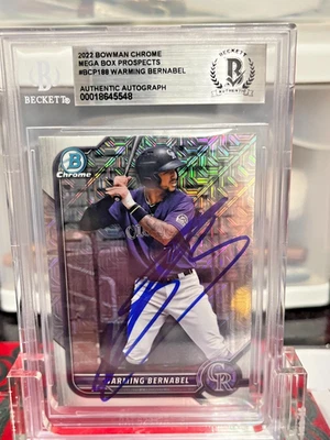 2022 Bowman Chrome Mega Box Prospects #BCP188 Warming Bernabel Auto BAS COA - Image 1 of 3