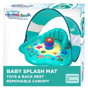 Alfombra de juego SwimSchool Baby Splash con dosel ajustable - Piscina de juego inflable... - Imagen 1 de 6