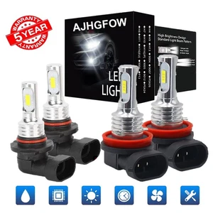 4X 9005+H11 Combo LED Headlight High Low Beam Bulbs Kit 6500K Super White Bright - Foto 1 di 17