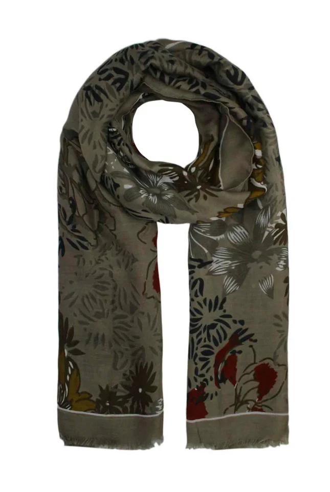 Womens Large Floral Scarf Soft Cotton Blend Flower Print Shawl Ladies Wrap Gift - Image 1 of 1