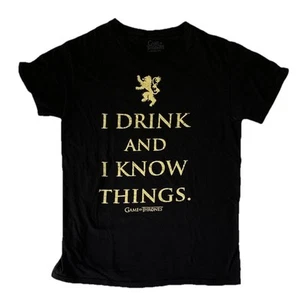 Game of Thrones Black Tee "I Drink and I Know Things" Medium – Cotton Shirt - Picture 1 of 3