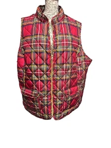 St Johns Bay Vest Women's Size 3X Plus Red Paid Lined Outdoors quilt whimsical - Picture 1 of 9