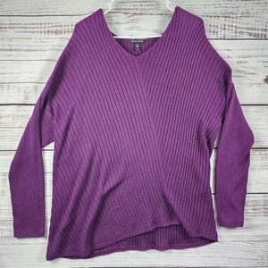 Top túnica mujer Eileen Fisher pasas púrpura tencel algodón seda cuello en V L - Imagen 1 de 7