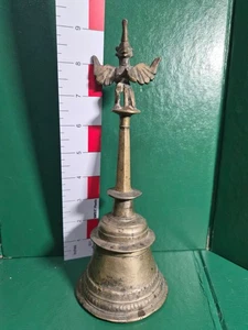 9" 1.5 lbs Solid Brass? Bronze? Hindu God Garuda Temple Vintage Bell India - Picture 1 of 9