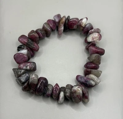 Pulseira vintage roxa com miçangas pedra preciosa pedra natural bracelete declaração - Imagem 1 de 3