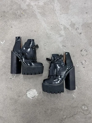 Jefferey Campbell Mujer’s O-Quinn Plataforma Mocasín Botas Gótico 6’’ Tacones Talla 10 Foto 1 de 4