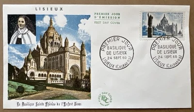Francia 1960 FDC • Basílica de Santa Teresa de Lisieux • Arquitectura religiosa Foto 1 de 4