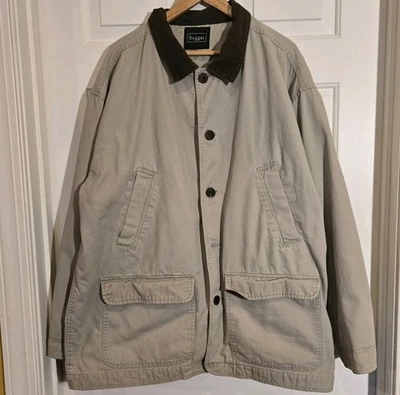 Chaqueta de Trabajo Haggar Algodón Franela Forrada Pana 3X Hombres Tareas Ropa de Trabajo Caqui Foto 1 de 4