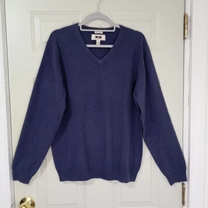 Joseph Abboud Mens V-Neck Sweater L 100% Cashmere Purple - Picture 1 of 8