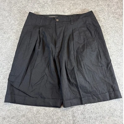 Pantalones Cortos Bugatchi Uomo Años 90 De Colección Para Hombre Talla 33 Negro Plisado Lino Minimalista Foto 1 de 4