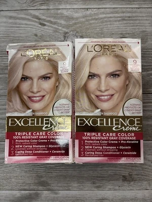 2pk L'OREAL PARIS EXCELENCIA CREMA COLOR DE CABELLO PERMANENTE RUBIO NATURAL CLARO #9 Foto 1 de 4