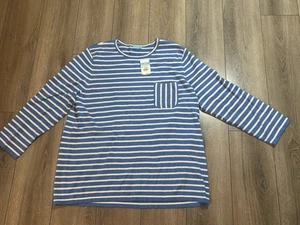 J McLaughlin Damen Piper Pullover XL blau weiß gestreift Preppy Coastal Maritim - Bild 1 von 6