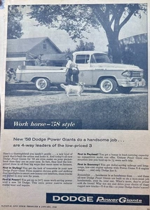 1958 Dodge D100 Sweptside Pickup Truck Ad #1408 - Picture 1 of 1