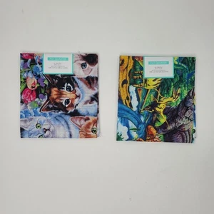 Lote de 2 cuartos de grasa de tela 100 % algodón gatos y dinosaurios 18 "x 21" - Imagen 1 de 14