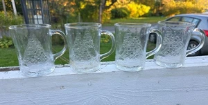 Lote De 4 Tazas De Colección Arcoroc EE. UU. Árbol De Navidad Vidrio Transparente - Imagen 1 de 8