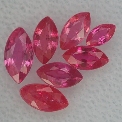 1.08CT CHARMIMG AA 7PCS UNHEATED MARQUISE PINKISH RED RUBY NATURAL - Image 1 of 3