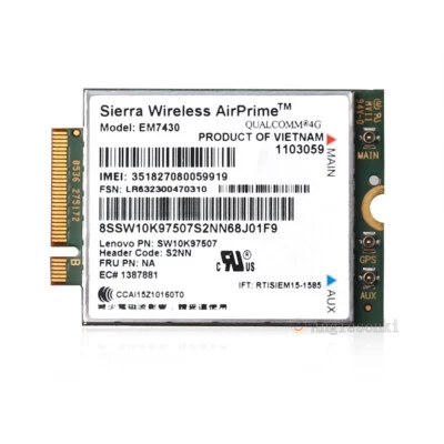 01AX737 LENOVO THINKPAD GOBI6000 Sierra EM7430 LTE/WCDMA 4G WLAN Wireless Card - Image 1 of 4