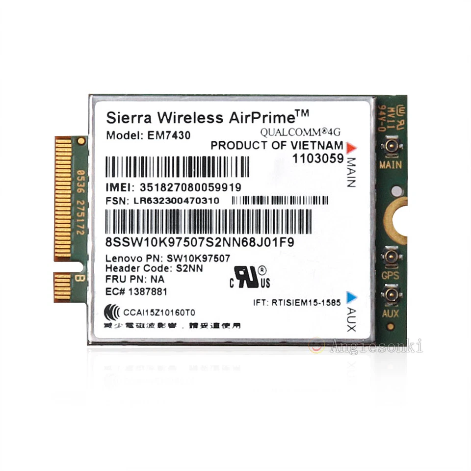 01AX737 LENOVO THINKPAD GOBI6000 Sierra EM7430 LTE/WCDMA 4G WLAN wireless card - Image 1 of 4