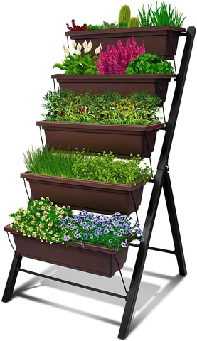 4Ft Vertical Raised Garden Bed - 5 Tier Food Safe Planter Box for Outdoor and In Cover
