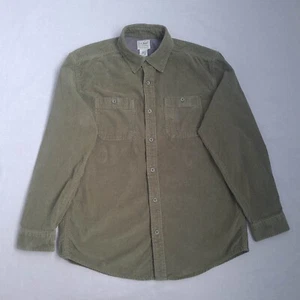 L.L. Bean Mens Corduroy Button Up Shirt Size M Traditional Fit Heavyweight Green - Picture 1 of 19