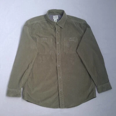 L.L. Bean Mens Corduroy Button Up Shirt Size M Traditional Fit Heavyweight Green - Image 1 of 4
