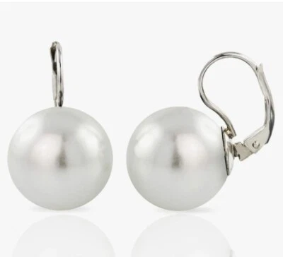 Orecchini Donna Perla 14 mm,  Chiusura a Monachella in Argento 925 Rodiato. - Immagine 1 di 2