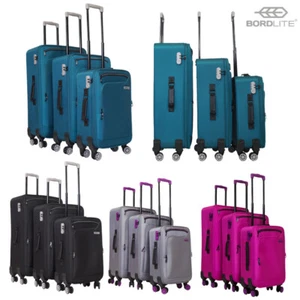 Bordlite Lightweight 4 Wheel Suitcase Soft Luggage Travel Cabin Suitcase - Picture 1 of 36