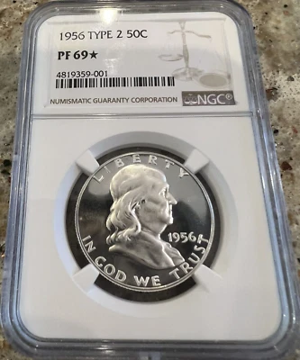 1956 Type 2 Franklin Half NGC PF 69* Star Coin 🔥Fabulous Cameo Luster - Image 1 of 4