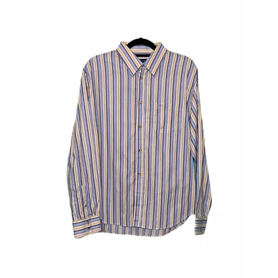 French Connection Men's Beige Blue Pin Stripe Button Up Long Sleeves Shirt XL - Image 1 of 4